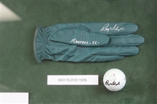 Ten (10) Masters Champs Signed Golf Balls/Gloves - Framed - Doug Sanders Collection JSA ALOA