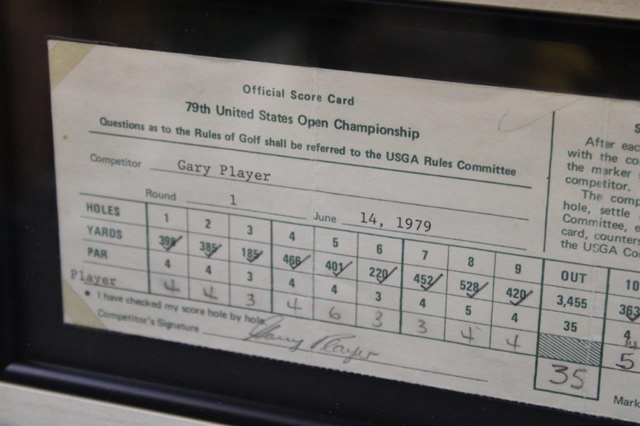 Runner-Up Gary Player's Signed 1979 U.S. Open Match-Used Scorecard - Framed