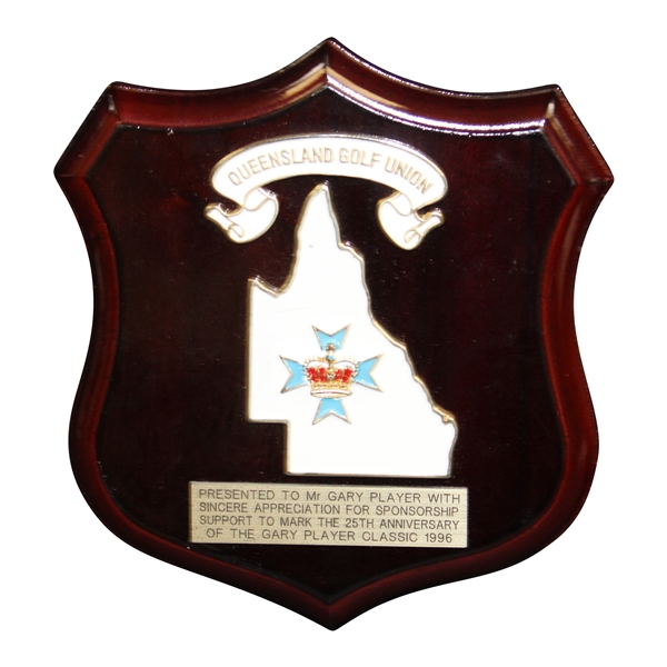 Gary Players 1996 Queensland Golf Union Award Plaque