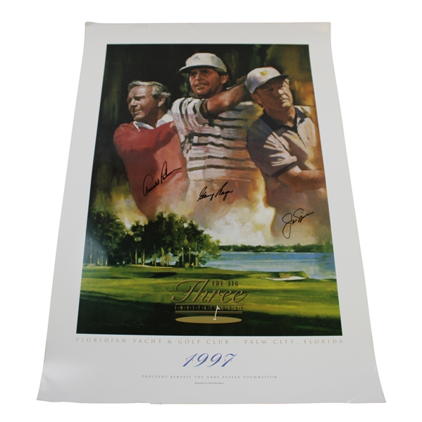 Gary Players Big 3 Palmer, Nicklaus, & Player Signed 1997 Invitational Poster JSA ALOA