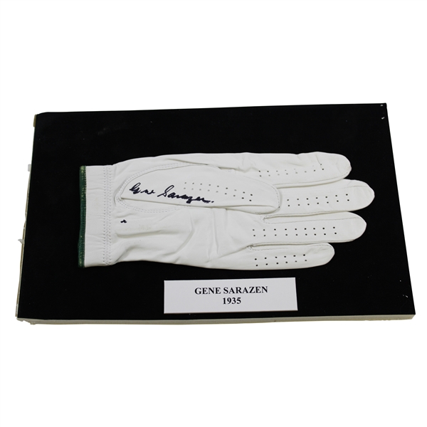 Gene Sarazen Signed Golf Glove Display with 1935 Nameplate JSA ALOA