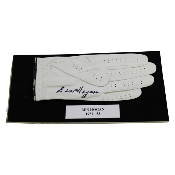 Ben Hogan Signed Golf Glove Display with 1951-53 Nameplate JSA ALOA