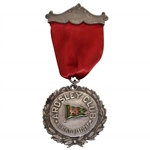 Circa Early 1890s Ardsley Club Monthly Handicap Medal with Decorative Pin & Ribbon - Enameled Flag