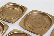 1965 Member-Guest at Longmeadow Country Club Four Ball Heavy Brass Coasters in Original Box