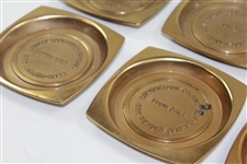 1965 Member-Guest at Longmeadow Country Club Four Ball Heavy Brass Coasters in Original Box
