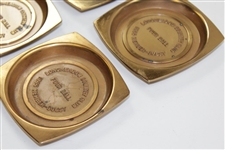 1965 Member-Guest at Longmeadow Country Club Four Ball Heavy Brass Coasters in Original Box