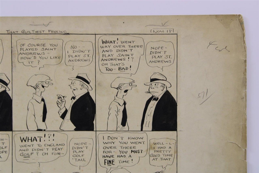 Original Clare Briggs Pen & Ink 'That Guiltiest Feeling' Cartoon Strip For New York Tribune - November 18, 1922