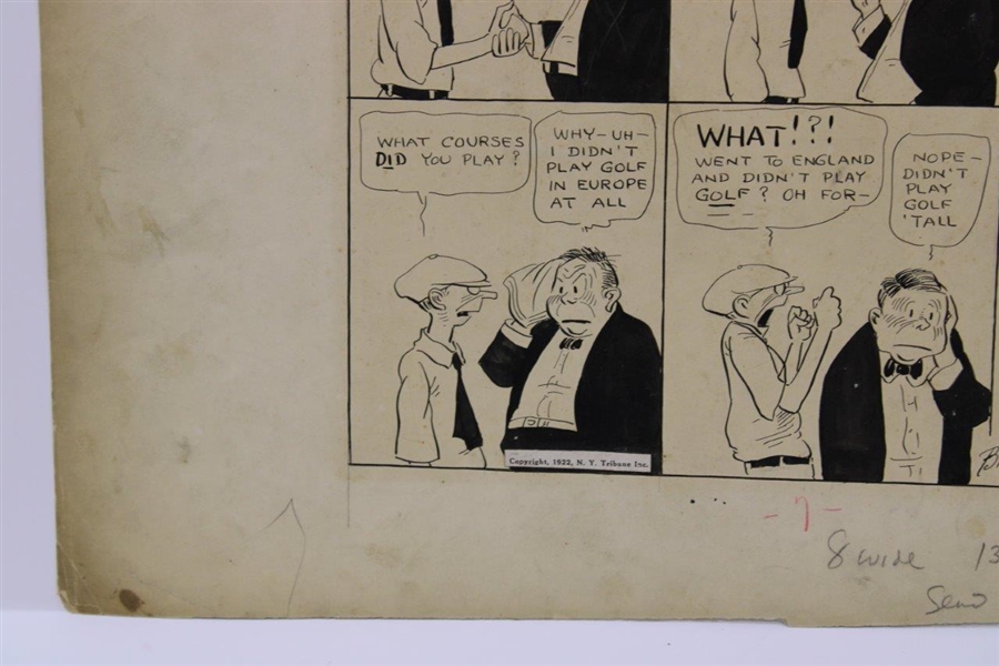 Original Clare Briggs Pen & Ink 'That Guiltiest Feeling' Cartoon Strip For New York Tribune - November 18, 1922