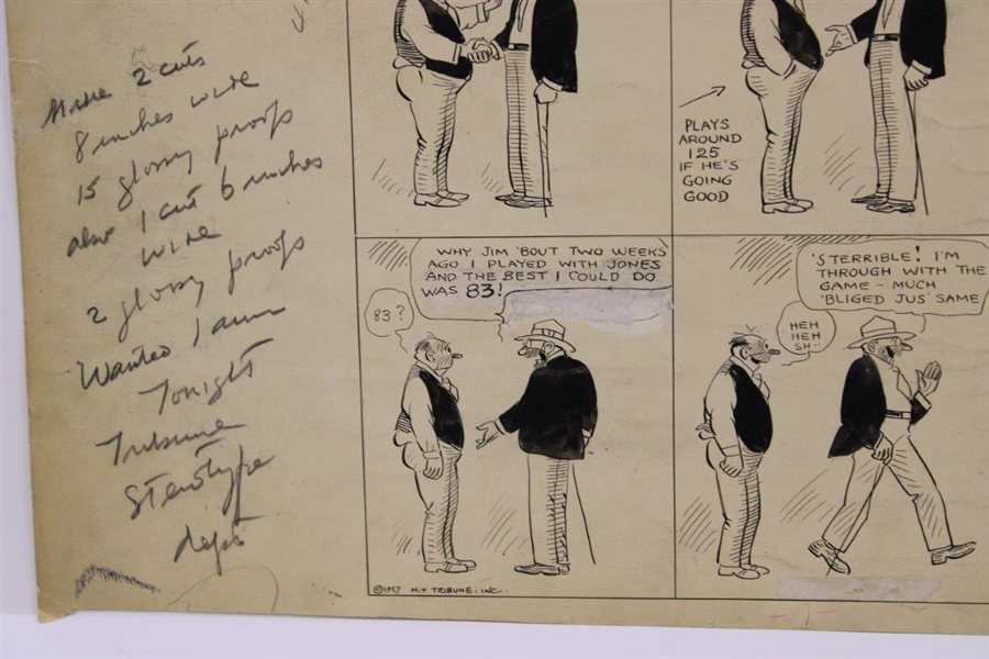Original Clare Briggs Pen & Ink 'And Then He Gave Up Golf' Cartoon Strip For New York Tribune - September 17, 1927