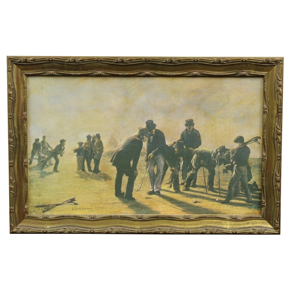 A Summer Evening on the Musselburgh Links: Golfers Reproduction 1859 by Charles Lees Print - Framed