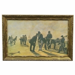 A Summer Evening on the Musselburgh Links: Golfers Reproduction 1859 by Charles Lees Print - Framed