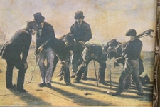'A Summer Evening on the Musselburgh Links: Golfers' Reproduction '1859' by Charles Lees Print - Framed