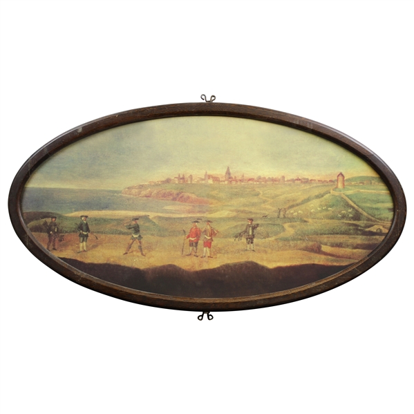Oval Framed Reproduction Print - Blue vs Red Jackets - Framed