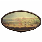 Oval Framed Reproduction Print - Blue vs Red Jackets - Framed