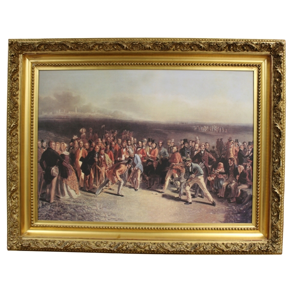 The Golfers: A Grand Match Reproduction Canvas Print by Charles Lees - Deluxe Framed