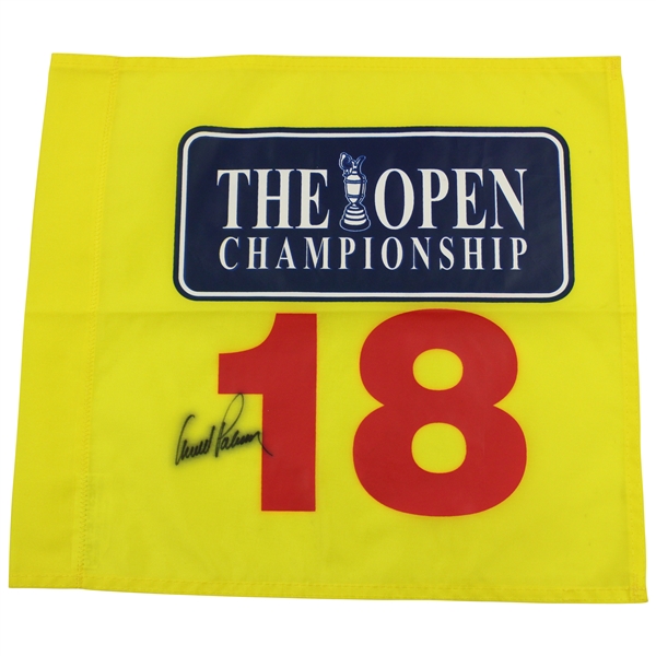 Arnold Palmer Signed OPEN at St. Andrews Yellow Screen Flag JSA ALOA