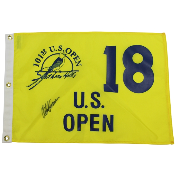 Retief Goosen Signed 2001 US Open at Southern Hills Yellow Screen Flag JSA ALOA