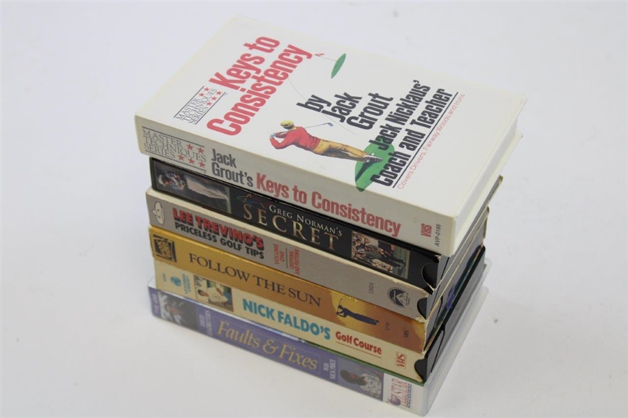 Six (6) Misc. Technique & Instruction VHS Tapes - Jack Grout, Faldo, Trevino, & others