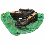 Chi-Chi Rodriguezs Personal FootJoy Classics Black Loafers with Green FootJoy Shoe Bag Covers
