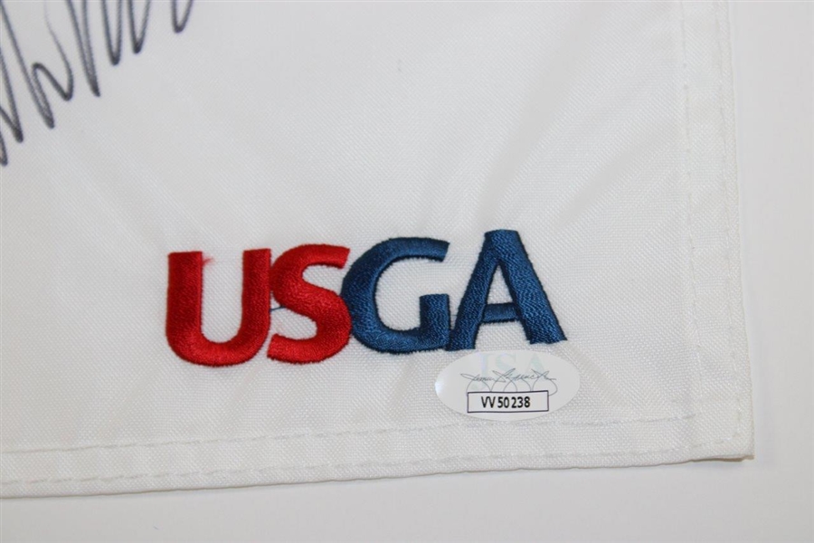 Viktor Hovland Signed 2022 US Open at The Country Club Embroidered Flag JSA #VV50238