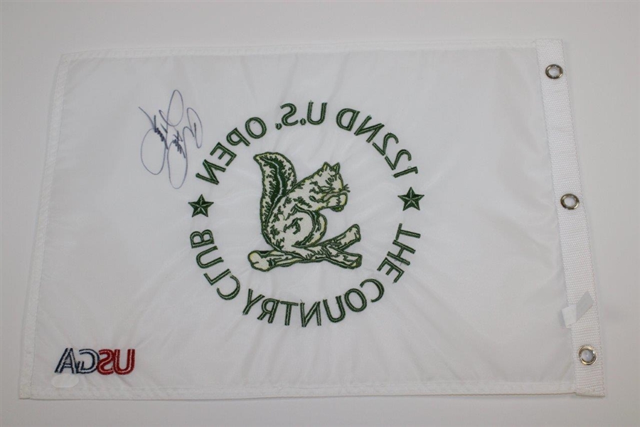 Rickie Fowler Signed 2022 US Open at The Country Club Embroidered Flag JSA #VV50231