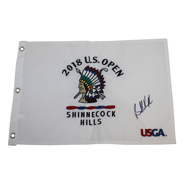 Brooks Koepka Signed 2018 US Open at Shinnecock Hills Embroidered Flag JSA ALOA