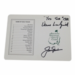 Jack Nicklaus & Verne Lundquist Dual Signed Augusta National Scorecard JSA ALOA