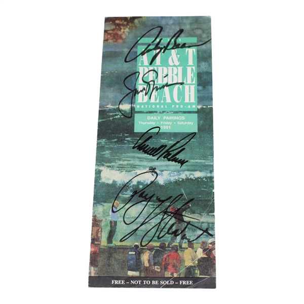 Palmer, Nicklaus, Stewart & Bean Signed Pebble Beach Pairing Sheet JSA ALOA