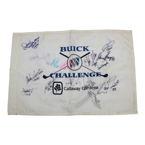 Player, Love, & Twelve (12) Buick Challenge Champs Signed Flag JSA ALOA
