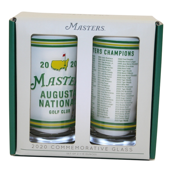 Set of Two (2) 2020 Masters Commemorative Glasses in Original Box