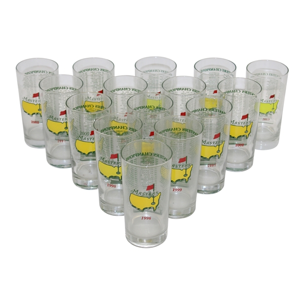 Fifteen (15) Assorted Masters Commemorative Glasses - 1996-2017