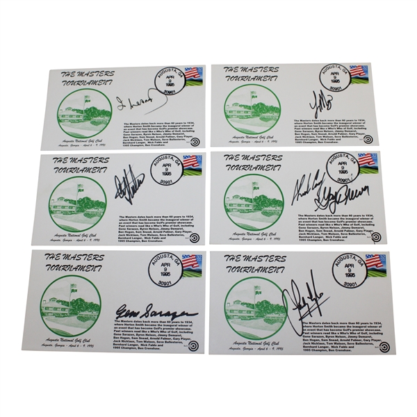 Six (6) Masters Cachets Signed by Seven (7) Masters Champs Sarazen Mize Lyle + JSA ALOA