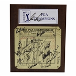 Twenty-Five (25) Past PGA Champs Signed Plaque JSA ALOA