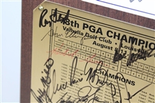 Twenty-Five (25) Past PGA Champs Signed Plaque JSA ALOA