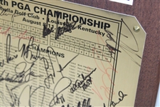Twenty-Five (25) Past PGA Champs Signed Plaque JSA ALOA