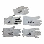 Five (5) Major Champions Signed Personal Match Used Gloves JSA ALOA