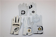 Five (5) Major Champions Signed Personal Match Used Gloves JSA ALOA