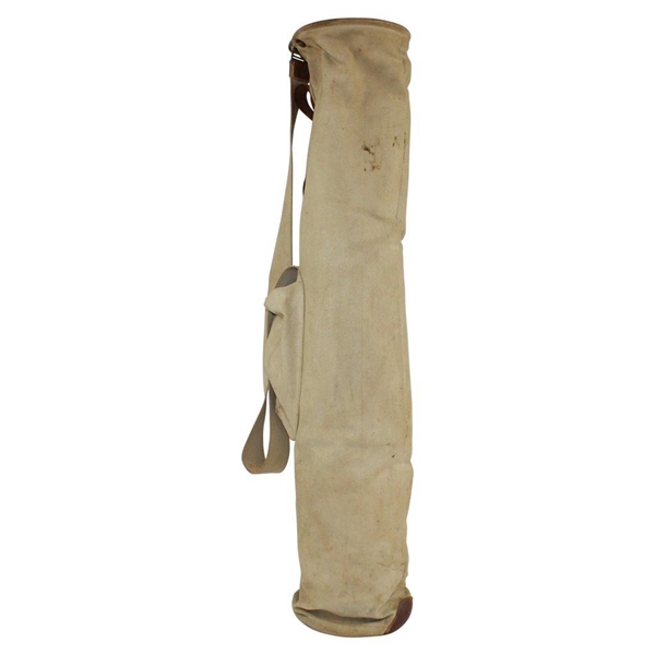 Vintage Canvas Stovepipe Golf Bag with Leather Handle 