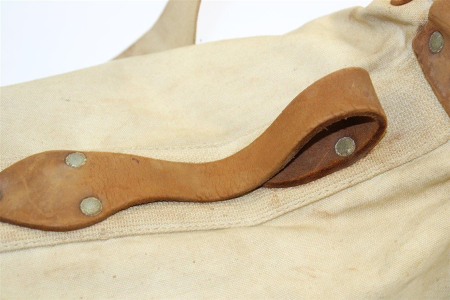 Vintage Canvas Stovepipe Golf Bag with Leather Handle 