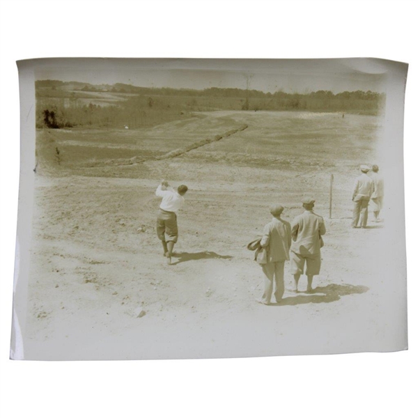 Original Rare Bobby Jones Teeing Off on Augusta National Construction Grounds Photo & Negative - Never Seen!