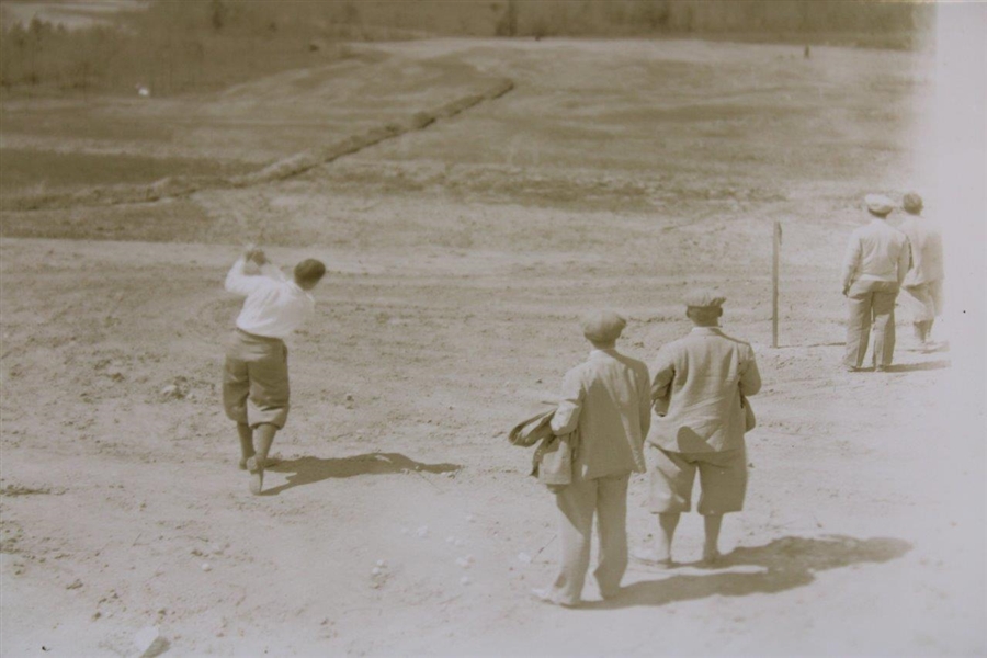 Original Rare Bobby Jones Teeing Off on Augusta National Construction Grounds Photo & Negative - Never Seen!