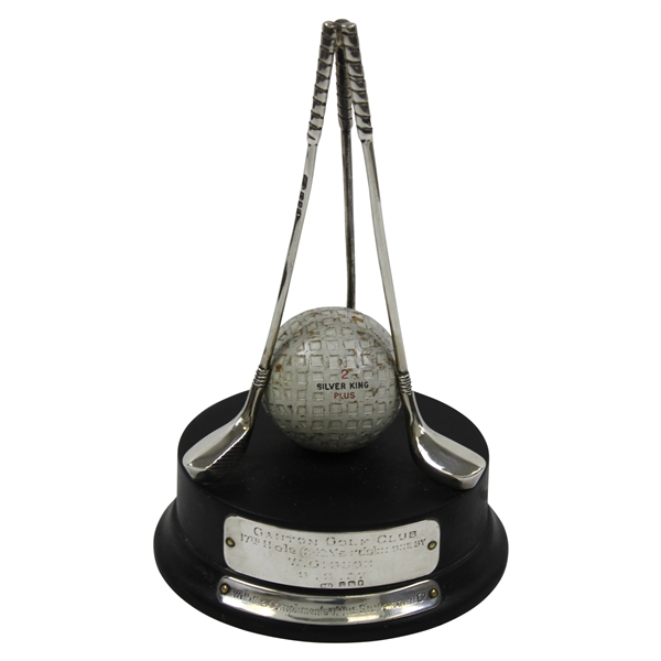 1927 Ganton Golf Club Hole In One at The 17th Sterling Trophy with Ball - W. Gibson