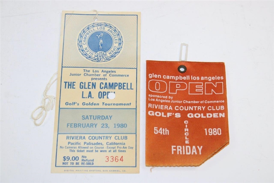 1980 Glen Campbell L.A. Open at Riviera CC Friday & Saturday Tickets - Tom Watson Win
