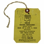 1959 Masters Tournament SERIES Badge #8001 with Original String - Art Wall Winner