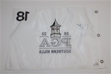 Justin Thomas Signed 2022 PGA at Southern Hills Embroidered Flag JSA ALOA