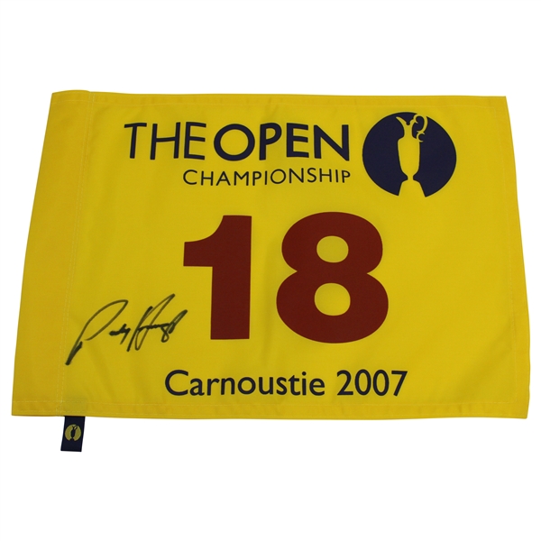 Padraig Harrington Signed 2007 The OPEN Championship at Carnoustie Flag JSA ALOA