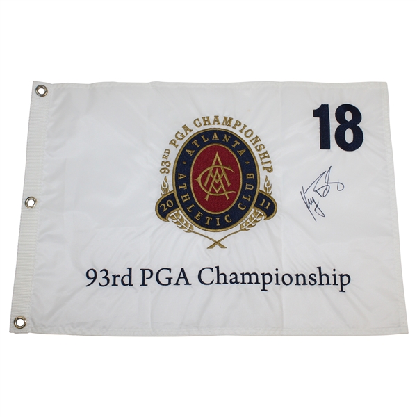 Keegan Bradley Signed 2011 PGA at Atlanta Atheltic Club Embroidered Flag JSA ALOA