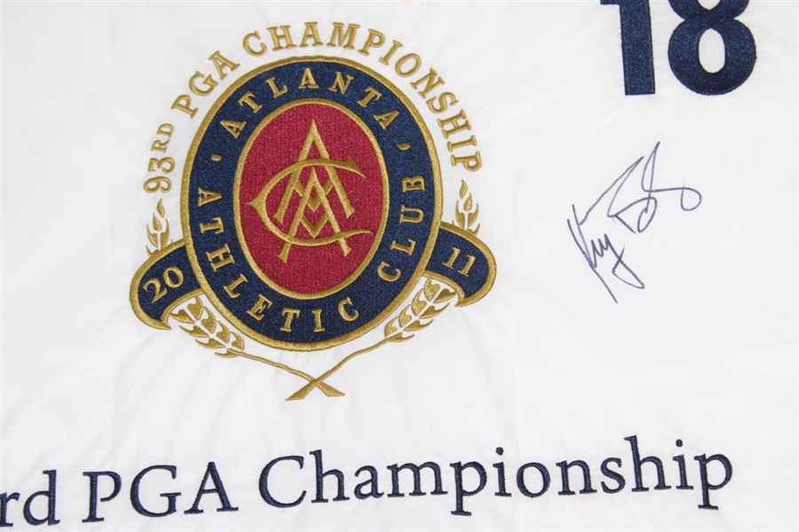 Keegan Bradley Signed 2011 PGA at Atlanta Atheltic Club Embroidered Flag JSA ALOA