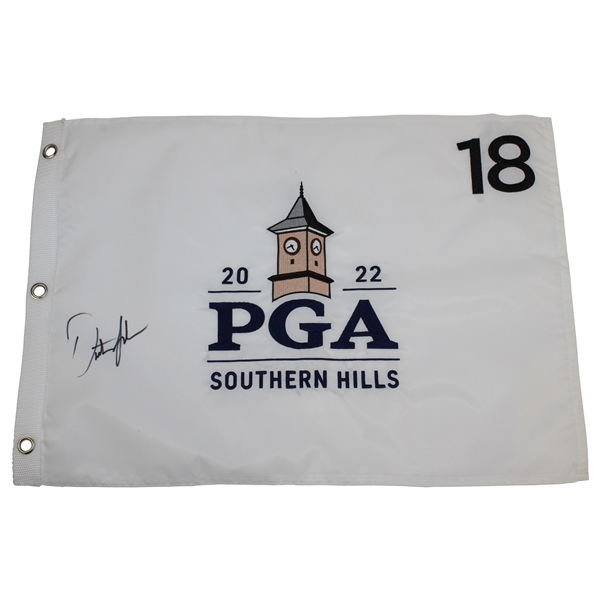 Dustin Johnson Signed 2022 PGA at Southern Hills Embroidered Flag JSA ALOA