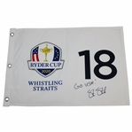 Steve Stricker Signed 2020 Ryder Cup at Whistling Straits Flag with Go USA! JSA ALOA